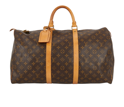 Keepall 50, &pound;580, Handbags, Brown, Canvas, Front view